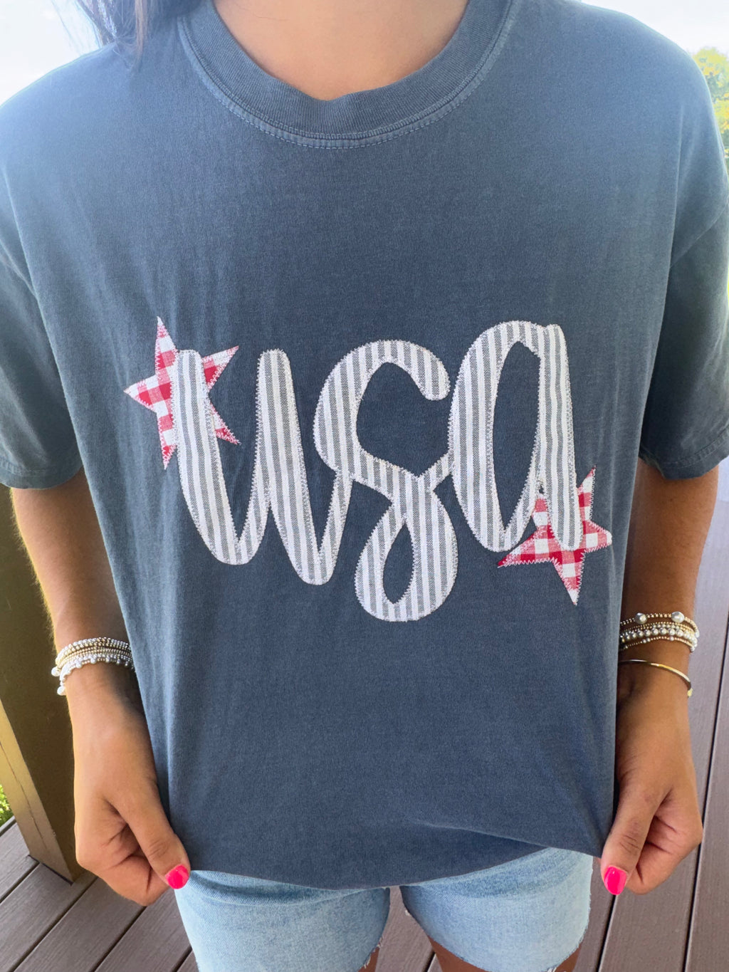Embroidered USA Tee